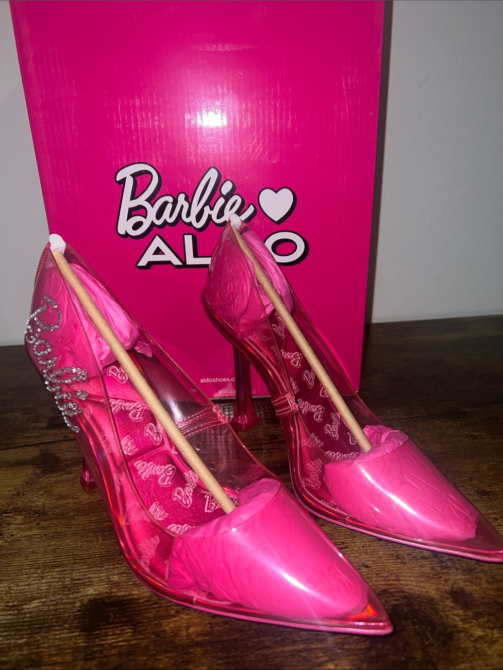 Aldo Bright Pink Pointed Heel Pumps with Rhinestone Accent